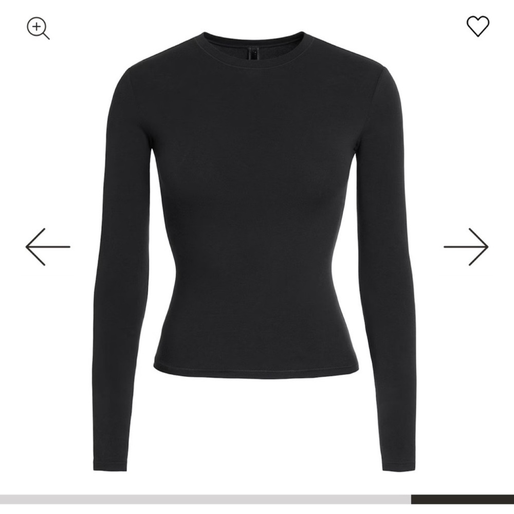 SKIMS Black Fitted Long Sleeve Bodysuit